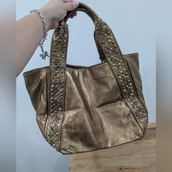 BETSEY JOHNSON VINTAGE Studded Bronze Bag - Picture 1 of 17